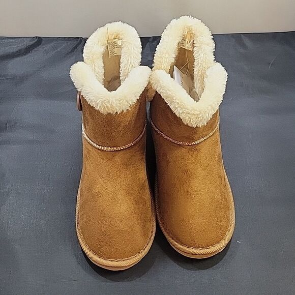 BRAND NEW JUST BE LADIES COG FAUX SUEDE ROUND TOE FAUX FUR WOMEN"S BOOTIES - Picture 5 of 15